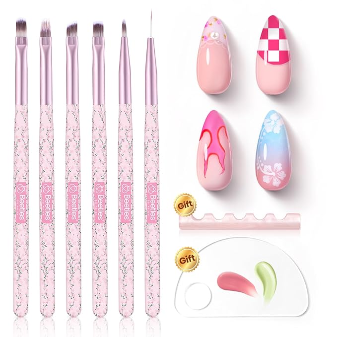 Beetles Gel Polish Nail Art Brushes Set, 6 Pcs Fingernail Art Design Pen
