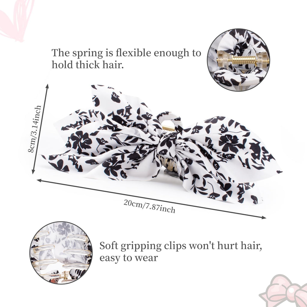 Hadutrek Bow Claw Hair Clips 2PCS Big Hair Bows for Women Butterfly Styling Large Hair Clips for Thin Thick Curly Hair for Girls Hair Accessories for Teens Gifts for Valentine's Day