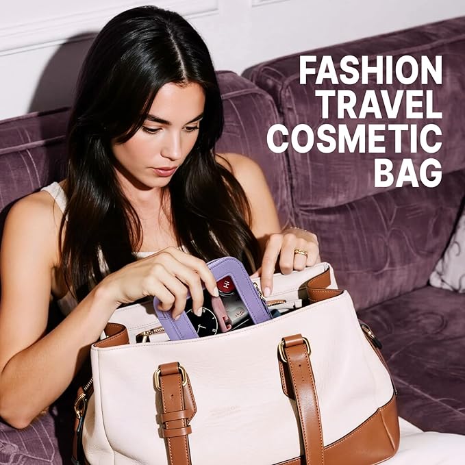 FASAOH Small Clear Makeup Bag Travel Cosmetic Case, Portable Make Up Organizer Traveling Compact Car Bag for Essentials Transparent Toiletry Bag with Zipper