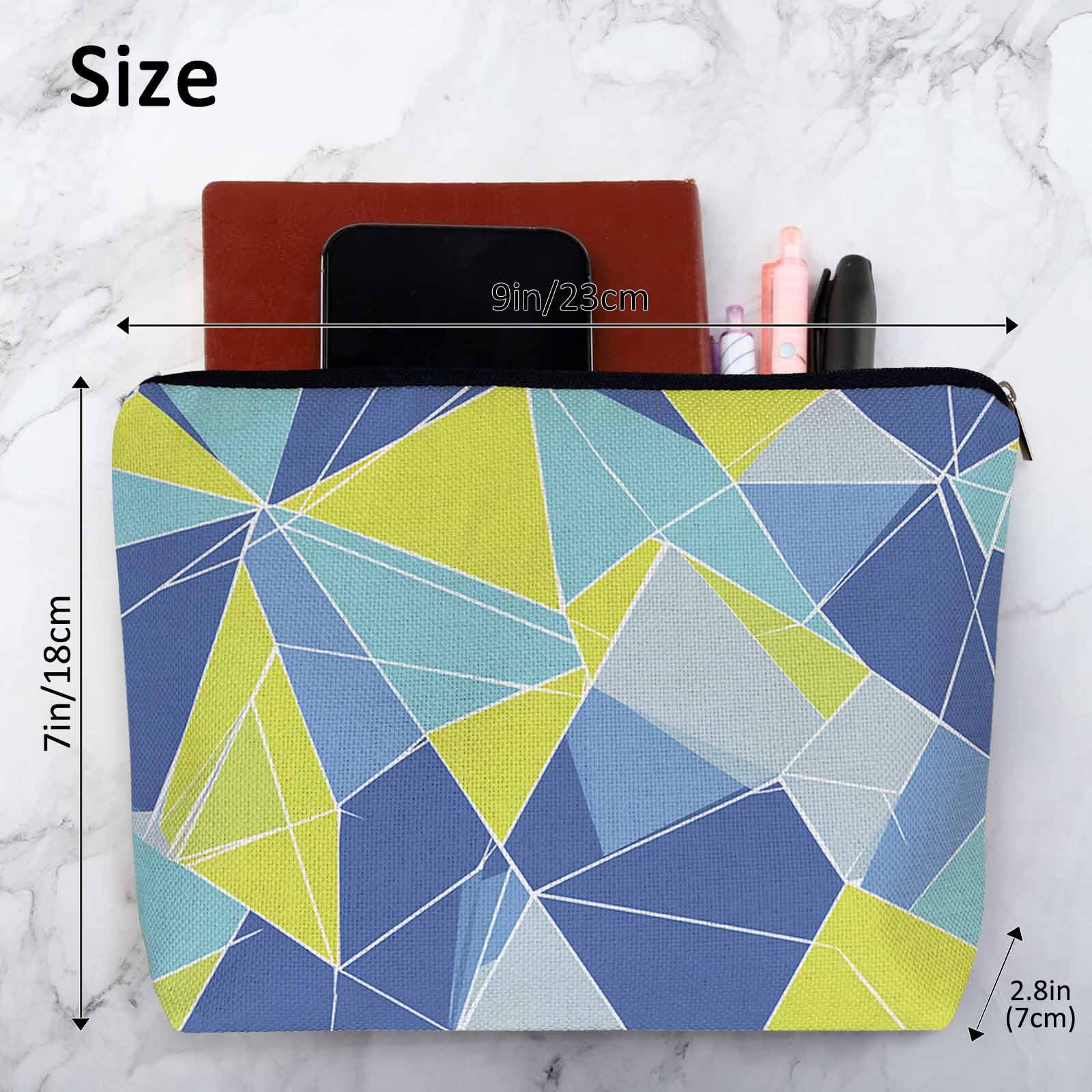 Kalygon Woman Makeup Bag Triangle, Geometric Stripe Triangle Makeup Bags Travel Cosmetic Bags Toiletry Makeup Organizer Pencil Pouch Make Up Cosmetic Bag For Owners Lady Birthday Gifts