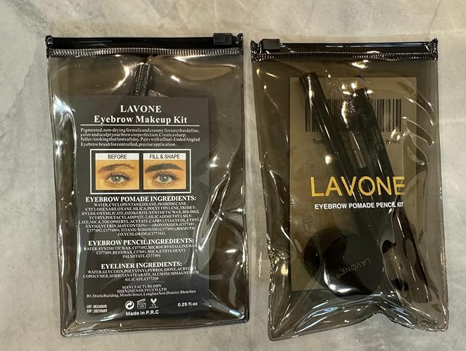 LAVONE Eyebrow Stamp Pencil Kit - Brow Stamp Trio with Waterproof Eyebrow Pencil, Eyeliner, Pomade, and Dual-ended Brush - Blonde