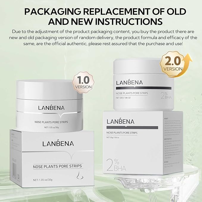 LANBENA Nose Pore Strips Blackhead Remover, 1.06 Oz/30g+60pcs Strips