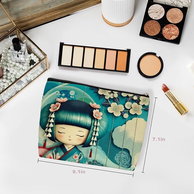 Japanese style Doll Makeup Bag, Large Capacity Travel Makeup Case Cosmetic Bags for Women, Portable Pouch Purse Travel Essentials Toiletries Accessories, Christmas Birthday Gifts for Women