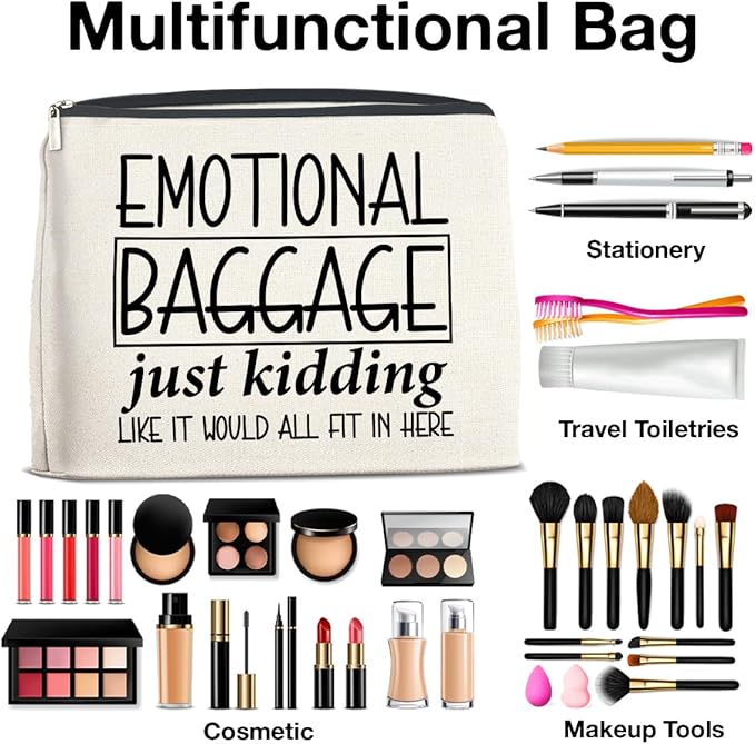 UPNEGE Funny Emotional Baggage Makeup Bag Gifts for Women Friends Bestie Soul Sister BFF, Cosmetic Bag Zipper Makeup Pouch