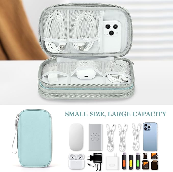 FYY Electronic Organizer, Travel Tech Pouch Bag, Medium, Mint Green