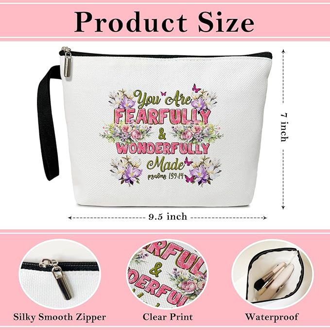BSNZZIO Christian Cosmetic Bag for Women Accessories Organizer, Religious Gifts Bible Verses Gifts for Women Coworker, Travel Essentials Purse Toiletry Pouch Cosmetic Bag with Zipper -34