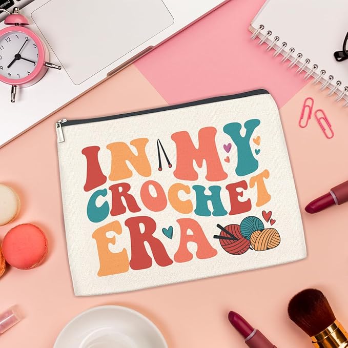 FYDHQSS Crochet Gifts Accessories for Women Crocheters Makeup Bag
