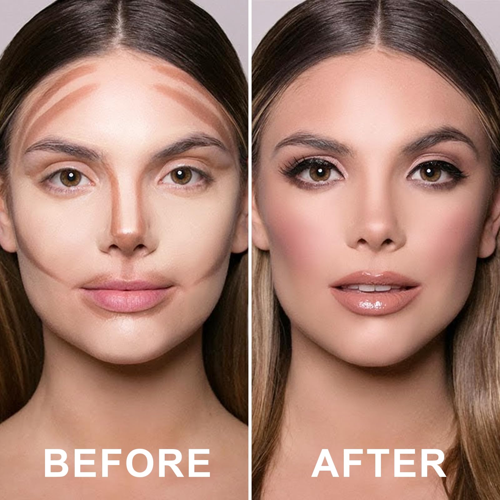 6 Colors Cream Contour Stick Makeup Contour Kit,Double-ended Cream Bronzer for Sculpt, Highlighter and Blush Stick Makeup Kit, Matte & Dewy Finish (SET C)