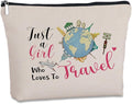 Yegifeyct Travel Lover Gifts Zipper Makeup Bag Travel Cosmetic Bag Just a Girl Who Loves to Travel Unique Birthday Gifts for Women Girl Best Friends Sister