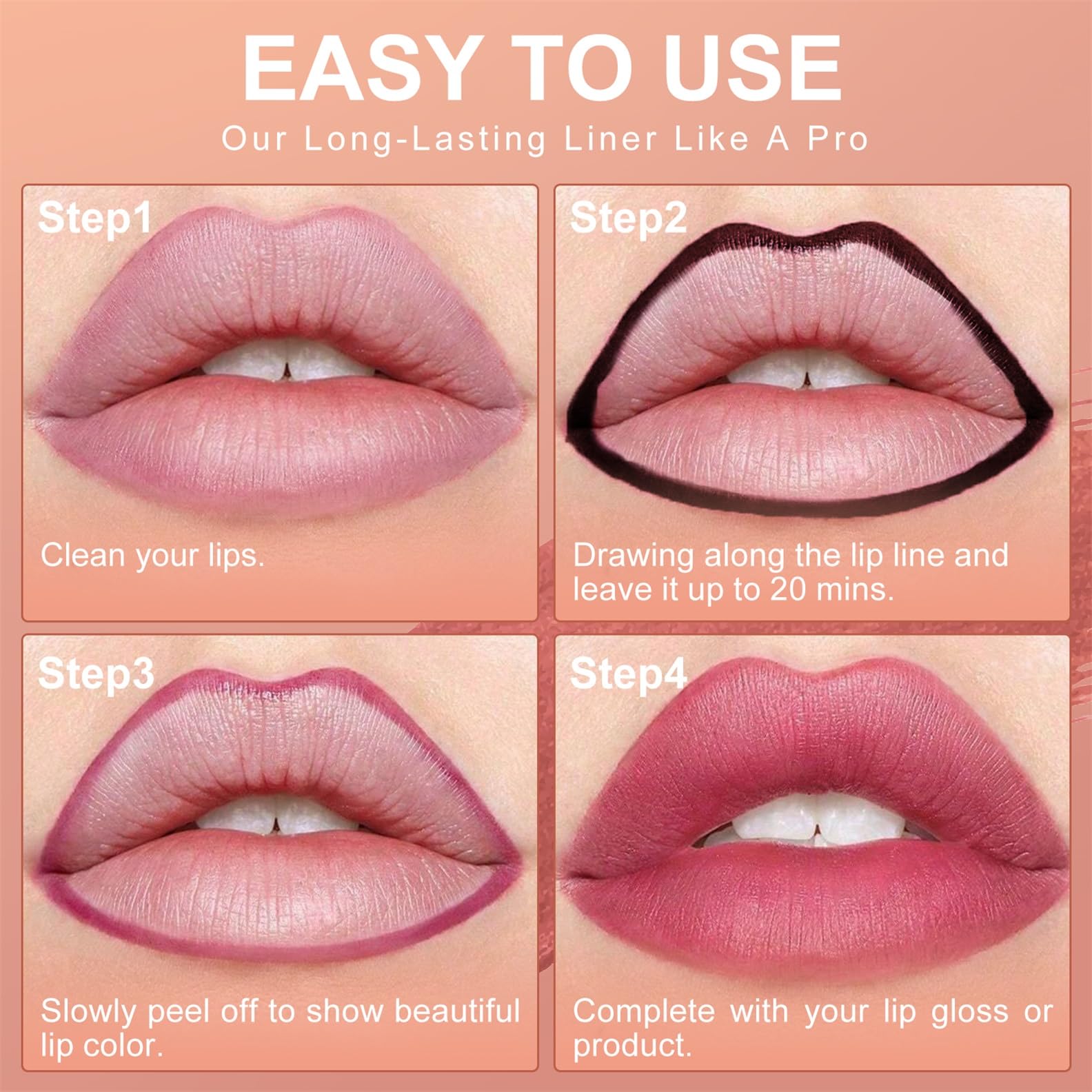 3PCS Lip Stain Peel Off Lip Liner Moisturizing LongLasting & Waterproof NRM
