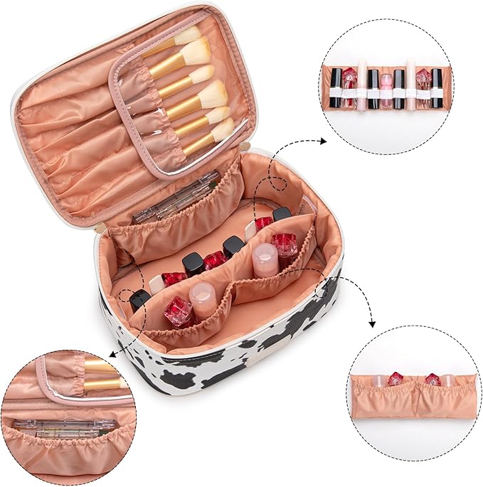 Wrangler Travel Makeup Bag 2pcs Set Cosmetic Bag with Makeup Brush Holder