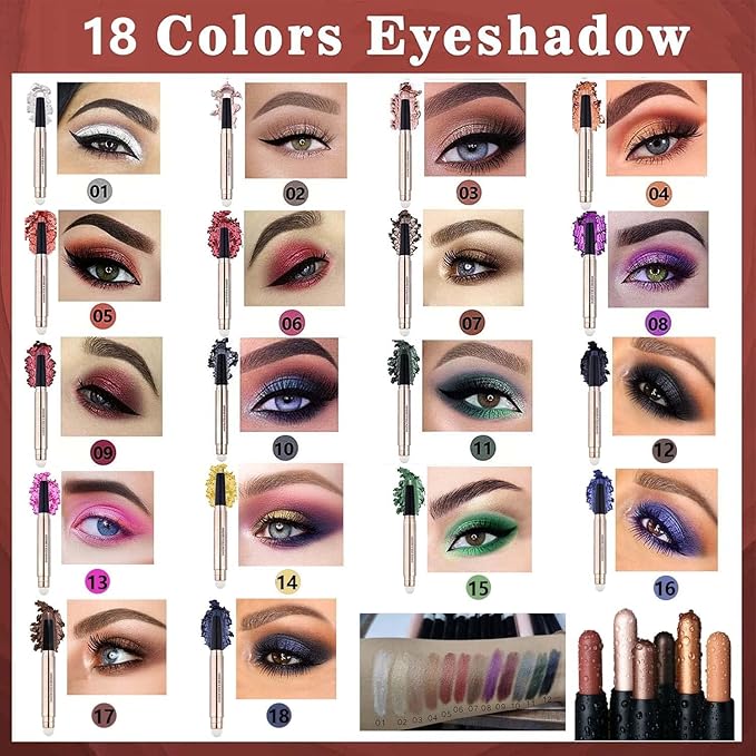 Daeuwiutr Black Eyeshadow Stick Eye Makeup Cream Shimmer Smooth Glitter Hypoallergenic Single Crayon Waterproof Long Lasting Eye Shadow Pencil Multi-Dimensional Eyes Look Pen(Dark Blue Black#12)