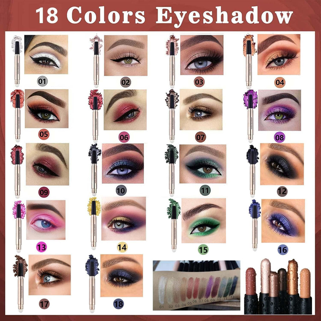 Daeuwiutr Black Eyeshadow Stick Eye Makeup Cream Shimmer Smooth Glitter Hypoallergenic Single Crayon Waterproof Long Lasting Eye Shadow Pencil Multi-Dimensional Eyes Look Pen(Dark Blue Black#12)