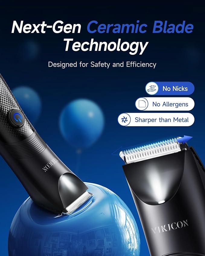 VIKICON Manscape Trimmer for Men, No Nicks Electric Body/Ball/Pubic Shaver