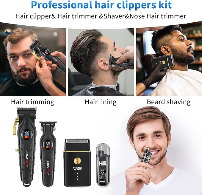 HIENA PRO Cordless Hair Clippers/Trimmers for Men, Barber Kit
