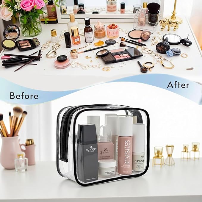 Dismok 16 Packs Clear Makeup Bag - Waterproof Cosmetic Bag, Portable Travel Makeup Bag with Zipper for Men and Women
