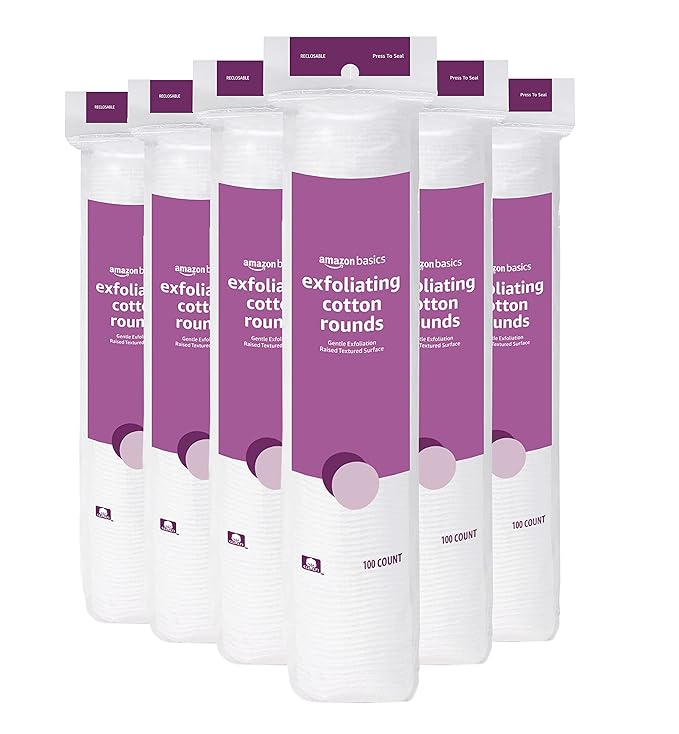Amazon Essentials Exfoliating Cotton Round, 600 Count (6 Packs of 100) (Previously Amazon Basics)