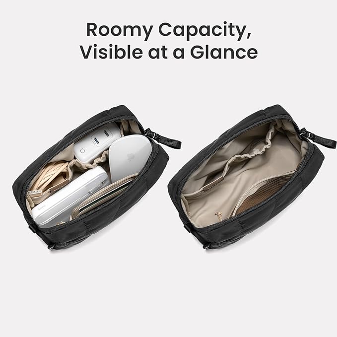 tomtoc Electronics Organizer Travel Case, Soft Puffy Accessory Tech Case