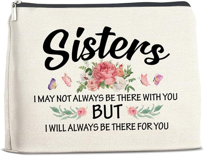 UPNEGE Sisters Gifts Makeup Bag, Gifts for Bestie Best Friend Sister Christmas Birthday, Sisters Cosmetic Bag Zipper Makeup Pouch