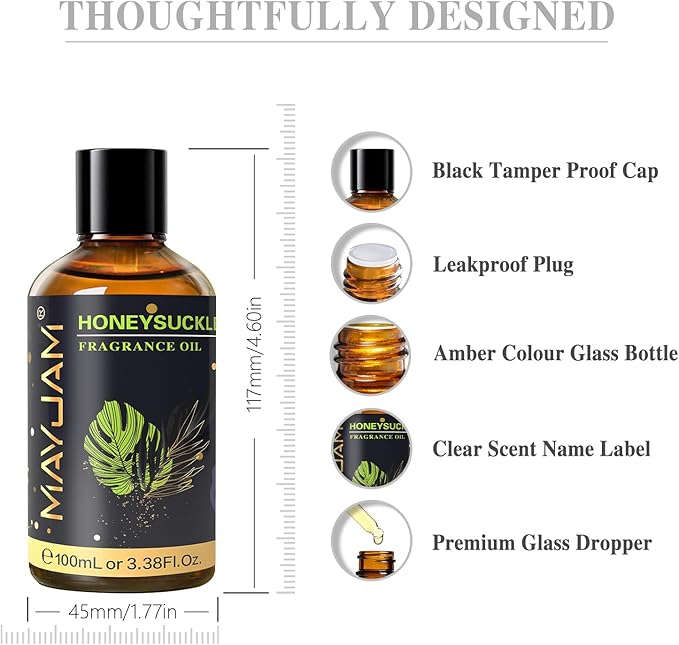 MAYJAM Honeysuckle Fragrance Oil Essential Oils for Diffusers, 3.38FL.OZ