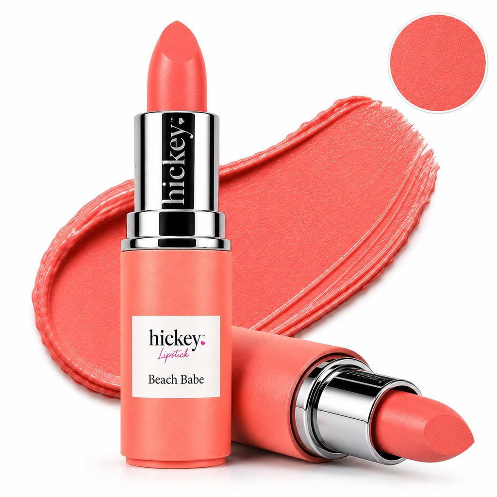 Hickey Lipstick Refill – Beach Babe (Coral), Hydrating Jojoba Oil, Vegan