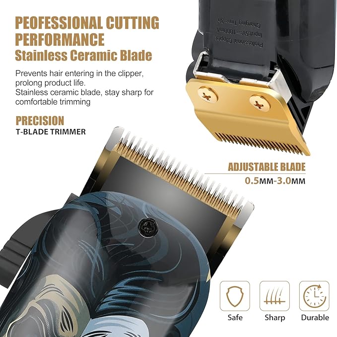 BESTBOMG® Professional Hair Clippers for Men, Clipper & Trimmer Set, Yellow