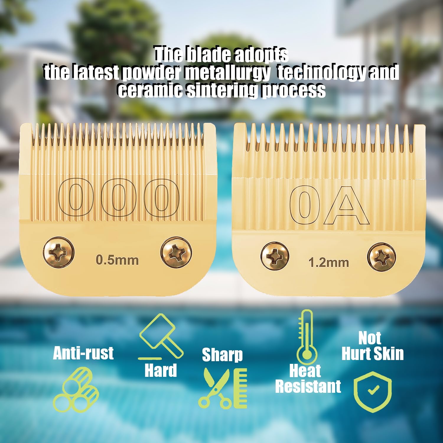 5 Pack Professional Detachable Replacement Blades Set,Compatible with Andis AGC,BDC,BGC,MBG Series/Oster Classic 76/Star-Teq/Power-Teq/A5 Clipper Cut Length（1/16-1/8inch) Golden