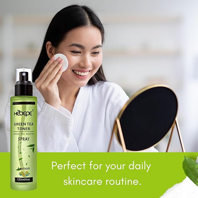 Hebepe Green Tea Matcha Facial Toner Mist, Lemon Soothing Care, 120ml