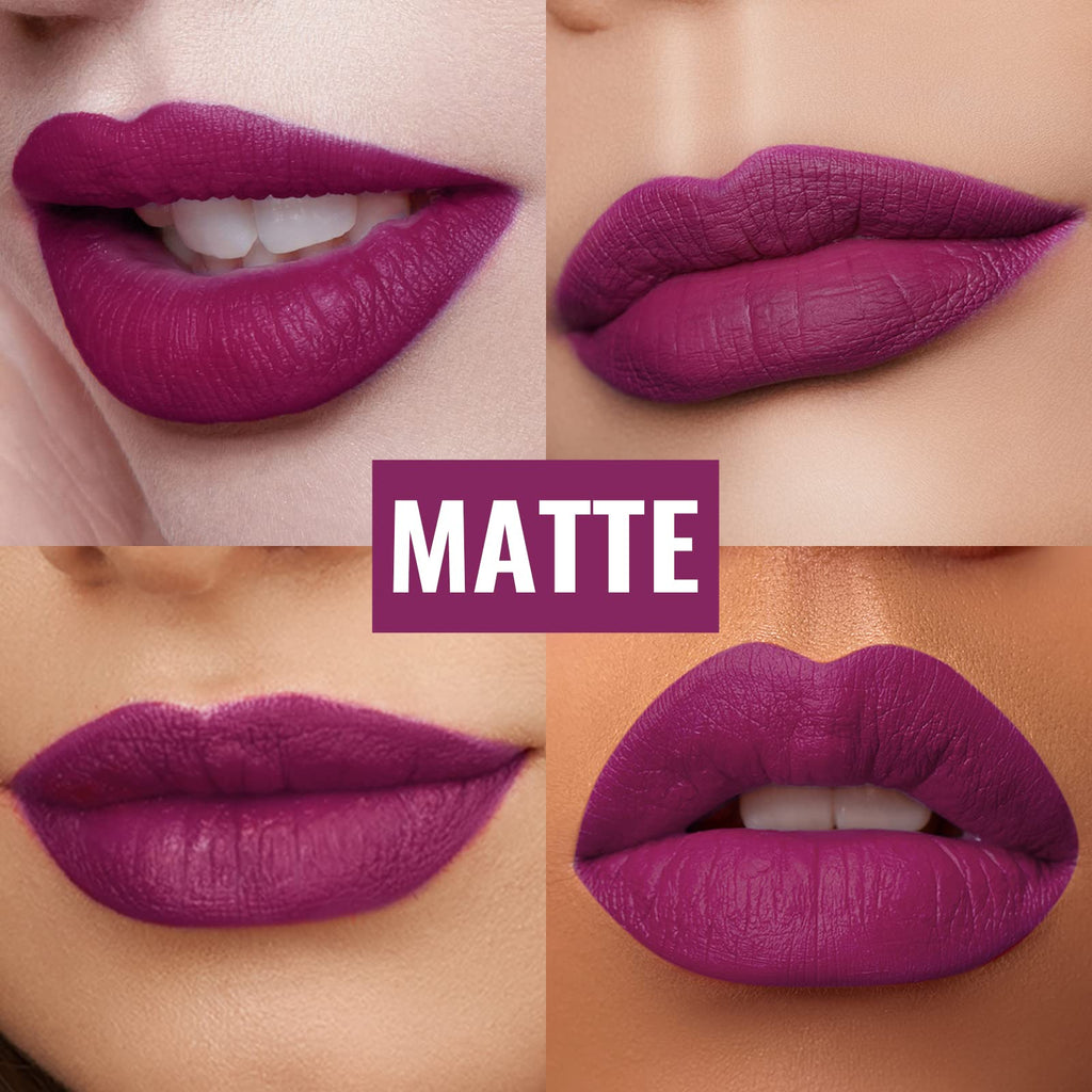Oulac Matte Liquid Purple Lipstick for Women, Dark Violet Long Lasting Lipstick, Waterproof Lip Stain, No Transfer, Creamy High Pigmented Formula with Vitamin E, Vegan & Cruelty-Free M15