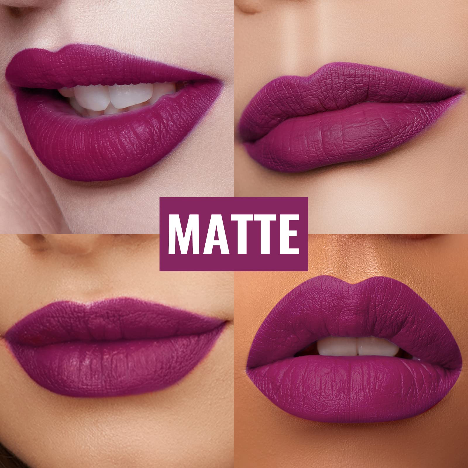 Oulac Matte Liquid Purple Lipstick for Women, Dark Violet Long Lasting Lipstick, Waterproof Lip Stain, No Transfer, Creamy High Pigmented Formula with Vitamin E, Vegan & Cruelty-Free M15