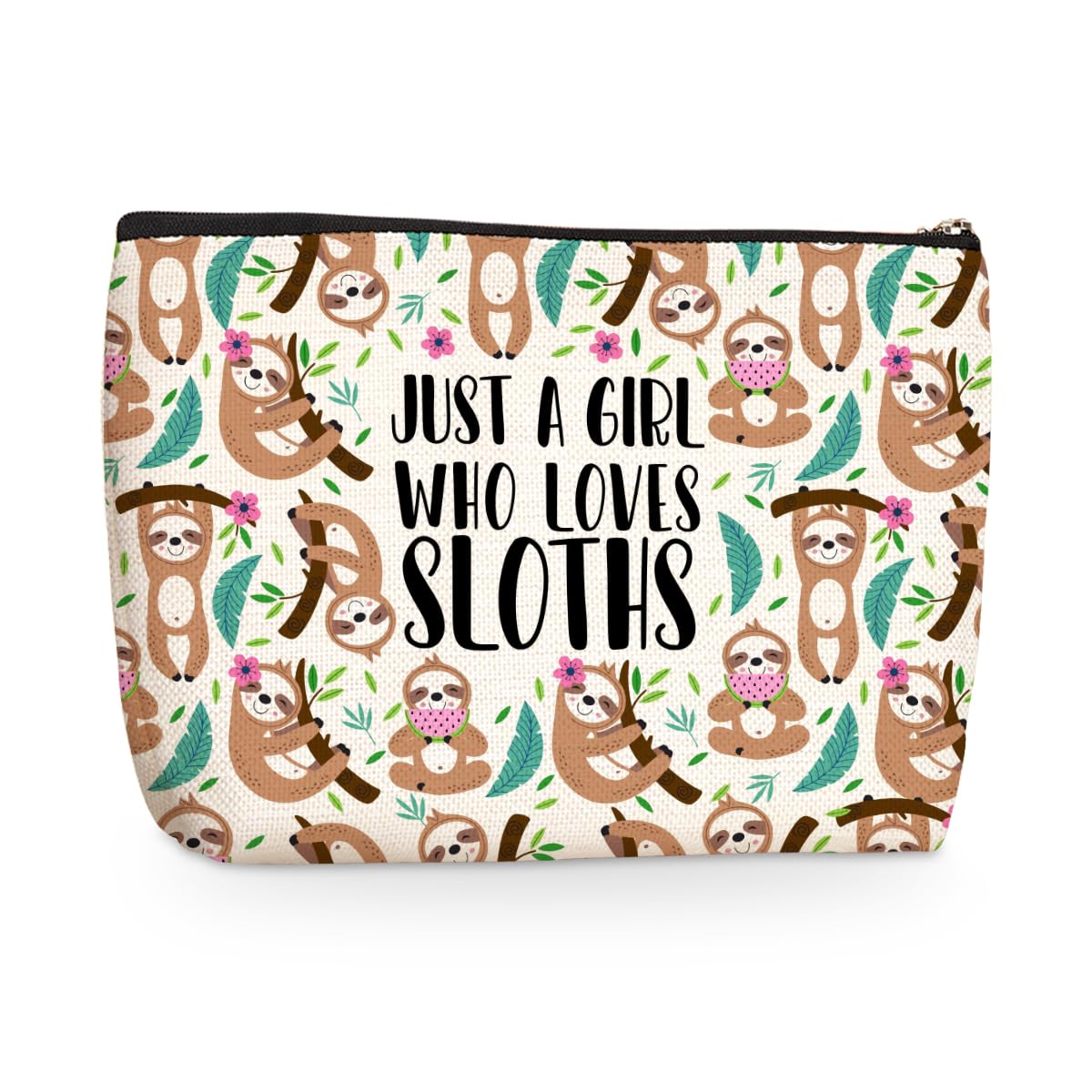 Cute Sloth Print Makeup Bag Sloth Gifts Cosmetic Bags Sloths Accessories Decor Stuff for Animal Sloths Lovers Women Girls Sister Best Friend Mom Breeder Funny Skincare Bag for Christmas Birthday