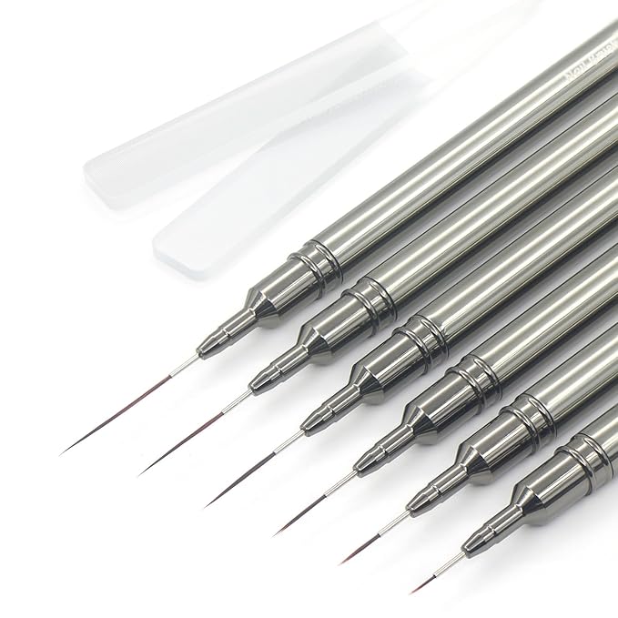 MYR 6Pcs Metal Nail Art Brushes & 2pcs Nano Nail Files for Nail Art Designs