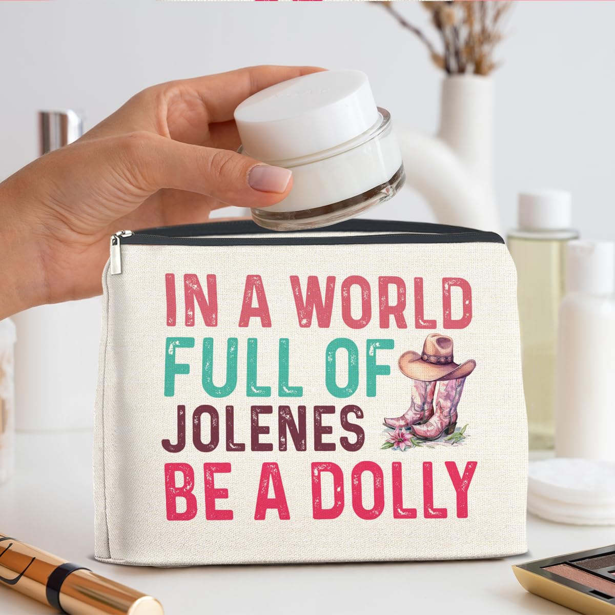 UPNEGE Dolly Fans Gifts Western Country Music Makeup Bag for Women