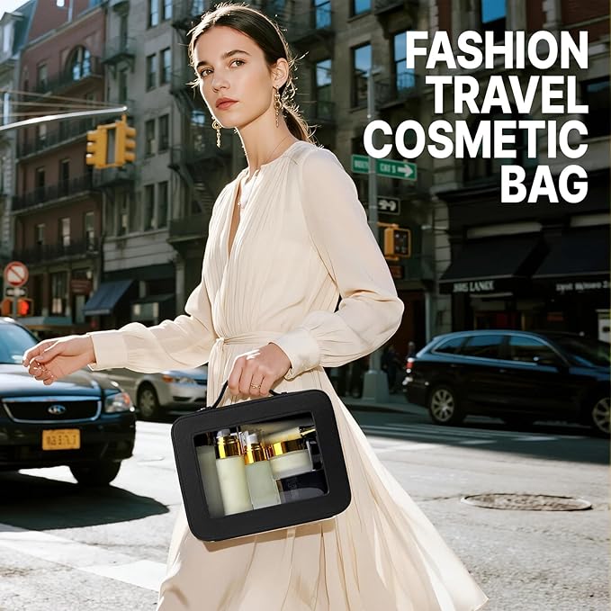 FASAOH Clear Makeup Bag with Mini Cosmetic Bags,Travel Toiletry Bag for Women,Portable Cosmetic Bag Case, Transparent Waterproof Cosmetic Organizer Storage Bag for Women Men
