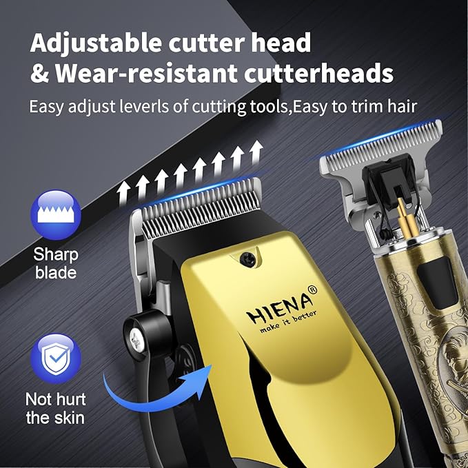 HIENA PRO Hair Clippers for Men, Cordless 3-in-1 Trimmer Grooming Kit