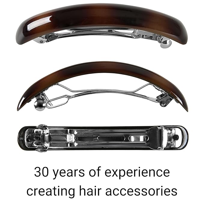 Aurora Pin Stylish Tortoise Shell Hair Clip - Autoclasp Barrettes For Styling in an Updo, Bun, Ponytail - Strong Korea Made Accessory for Thick, Medium Volume Hair - Set of 3 Pieces, 3 Colors