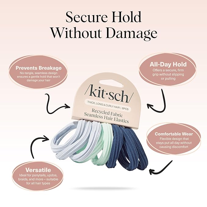 Kitsch Seamless Hair Ties No Damage - Garden Bouquet, 8pcs