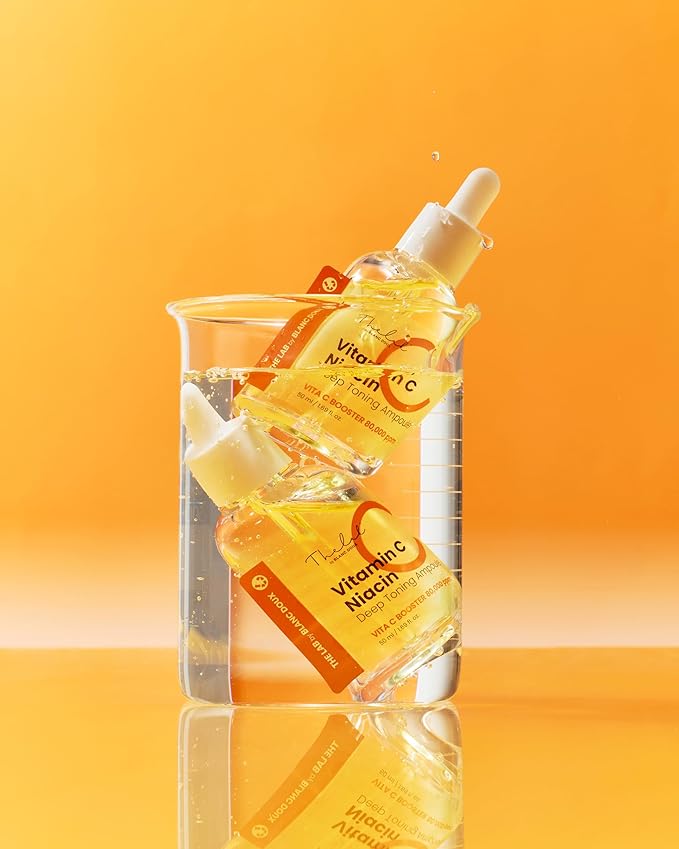 THE LAB by BLANC DOUX Vitamin C Niacin Deep Toning Ampoule, Vita-C Booster Complex Face Serum with Niacinamide, Tranexamic Acid & Glutathione, Lightweight Korean Glow Serum, 1.69 fl oz