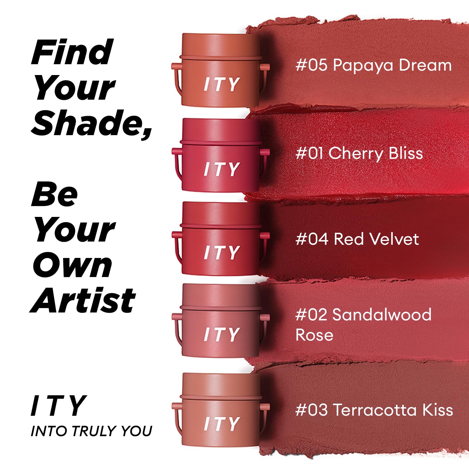 ITY Velvet Matte Finish Lip Stain-Mousse Textured Pudding Pot Lip Clay with Brush, Nude Shade, Dual-Use as Lipstick and Blush, Conceals Lip Lines, Rich Pigment, 0.21 oz (6g) in Papaya Dream