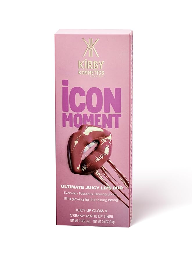 Kirby Kosmetics Lip Kit Duo – Icon Moment- TikTok-Viral Precision Liner & Glossy Liquid Lipstick, Clean 2-Step Set with Hydrating Long-Wear Color – Bold Inclusive Beauty for Everyday Konfidence