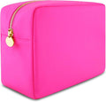 Large Pink Makeup Bag – Nylon Cosmetic Pouch, Travel Makeup Organizer Case, Spacious Makeup Bag for Toiletries, Beauty Essentials & Cosmetics
