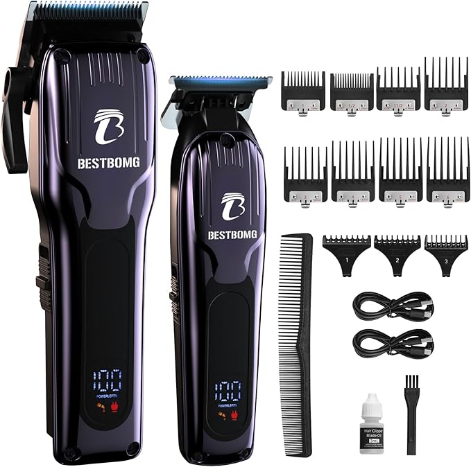 BESTBOMG® Professional Hair Clippers for Men, Clipper & Trimmer Set, Blue
