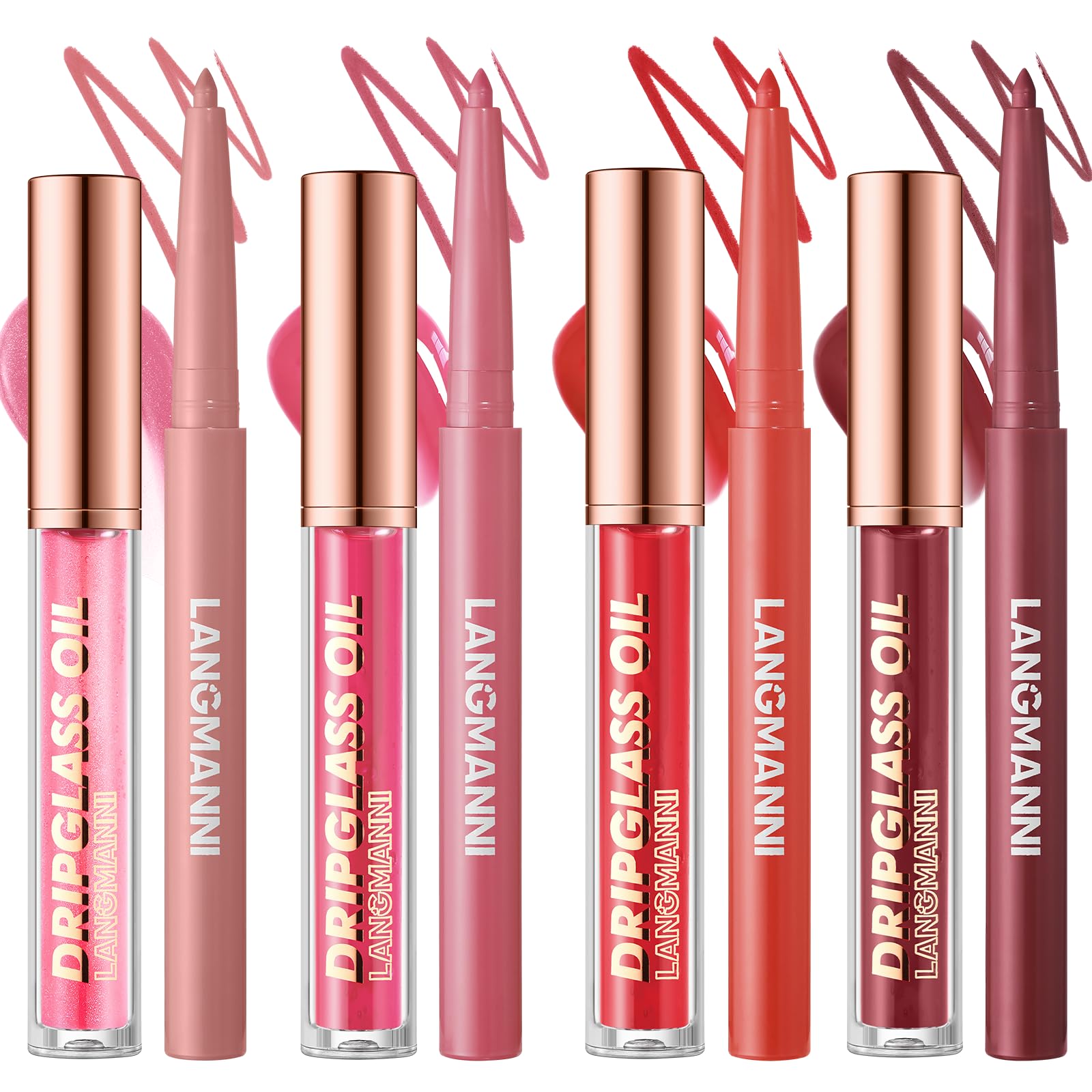 Jolilab Matte Lip Liner Lip Oil Set, Lip Makeup Set Natural Smooth Long-Lasting And Hydrating Beauty Daily Cosmetics Gift for Women Easy-to-Use（10pcs）
