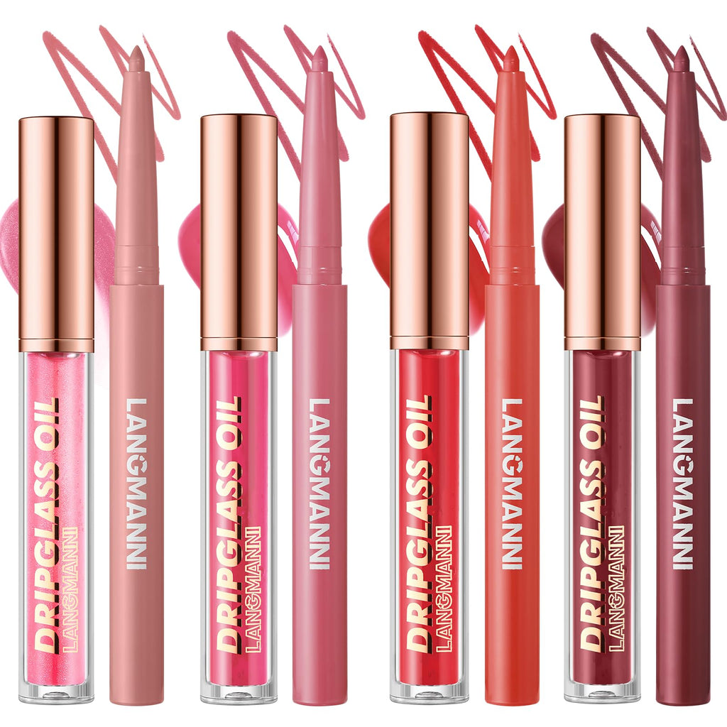 Jolilab Matte Lip Liner Lip Oil Set, Lip Makeup Set Natural Smooth Long-Lasting And Hydrating Beauty Daily Cosmetics Gift for Women Easy-to-Use（10pcs）