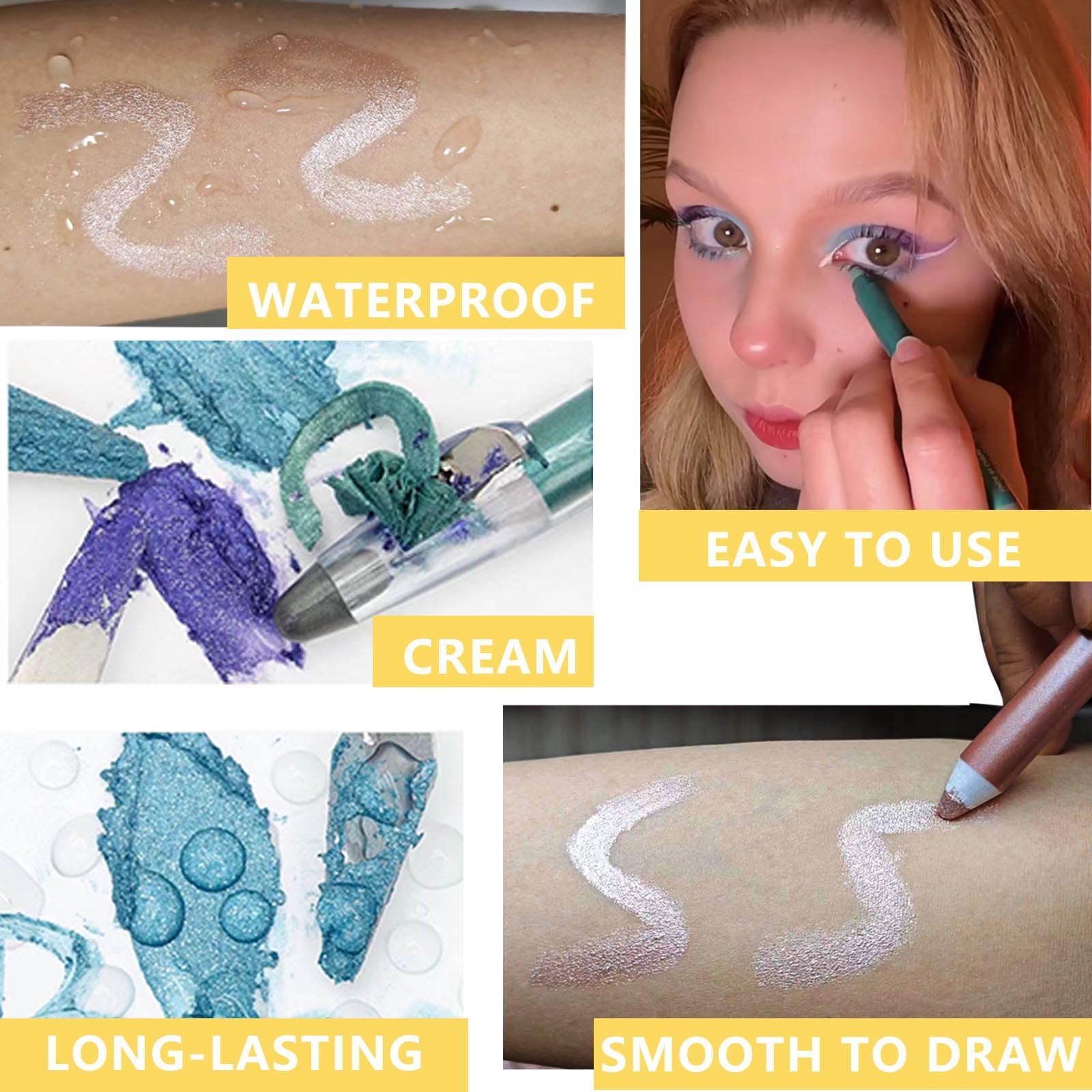 Daeuwiutr Rose Gold Eyeshadow Stick, Highlighter Eye Liner,Eye Brightener Stick, Shimmer Creamy eye shadow, Waterproof Eyeshadow Pencil Long Lasting Eye Shadow Makeup.#6 rose gold shimmer