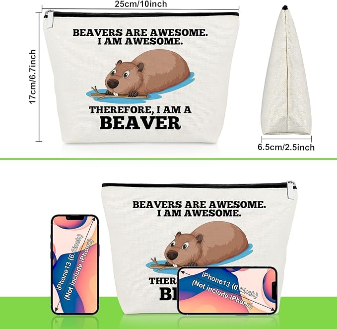 Gevody Beaver Gifts for Women Makeup Bag for Beaver Lovers Inspirational Gifts for Best Friend Cosmetic Bag Christmas Birthday Presents for Animal Lover Daughter Sister Coworker Travel Cosmetic Pouch