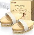 POPCHOSE Dry Brushing Body Brush, 2 Pack Boar Bristle Exfoliating Brush