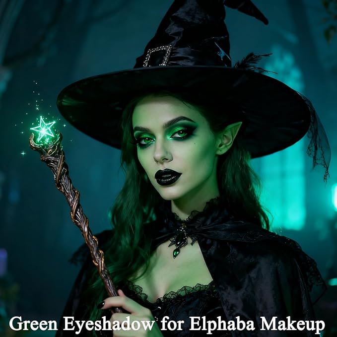 MEICOLY Light Green Eyeshadow with Mirror, Shamrock Forest Green Eye Shadow for St Patricks Day, Matte Eye Shadow Palette for Wicked Witch Elphaba Makeup, High Pigmented & Waterproof