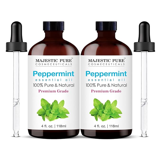 Majestic Pure Peppermint Essential Oil for Diffuser - 4 Fl Oz (Pack of 2)