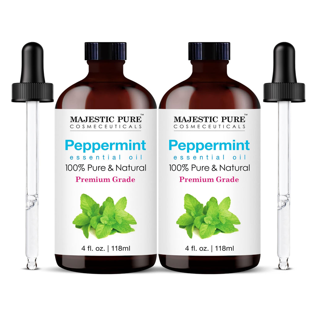 Majestic Pure Peppermint Essential Oil for Diffuser - 4 Fl Oz (Pack of 2)